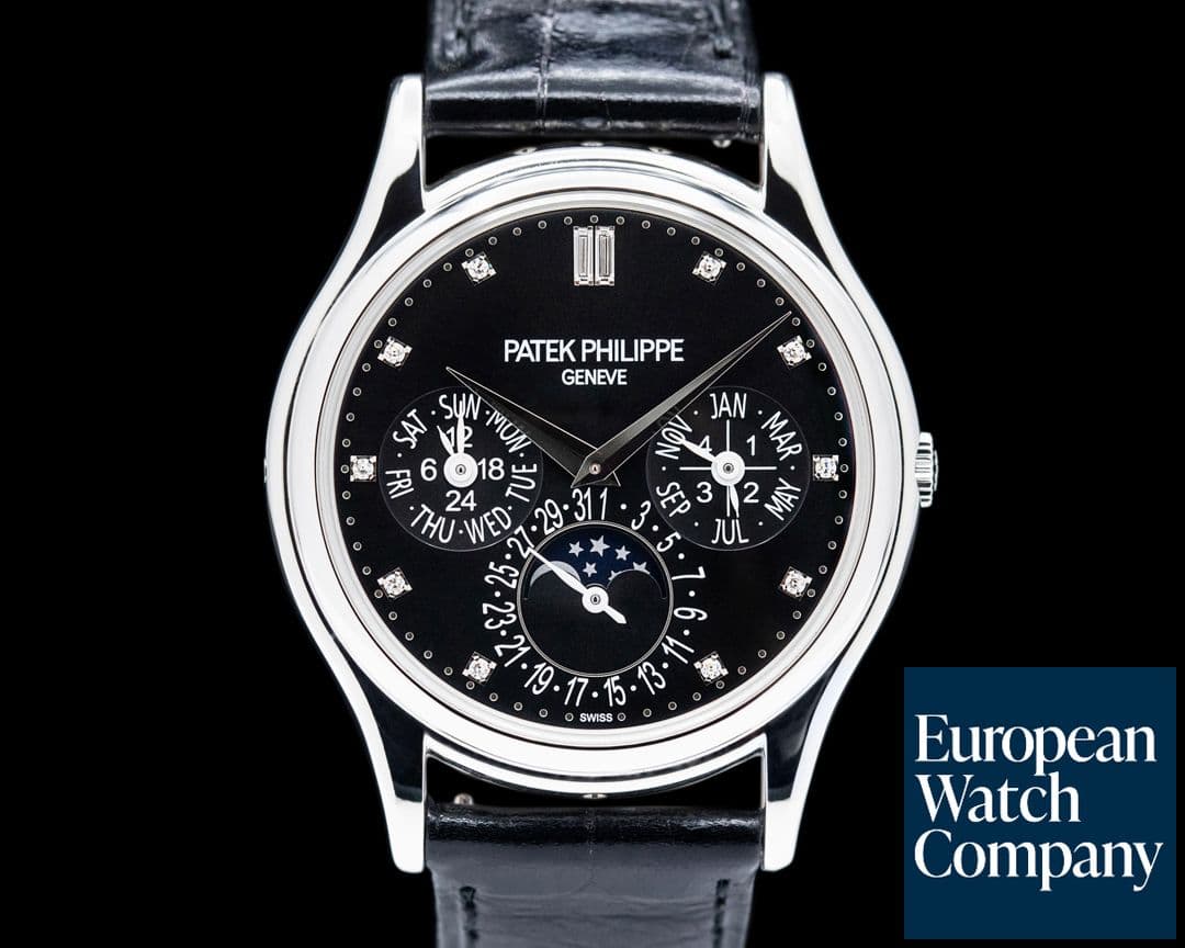 Image of Patek Philippe Perpetual Calendar Platinum Black Diamond Dial 5140P