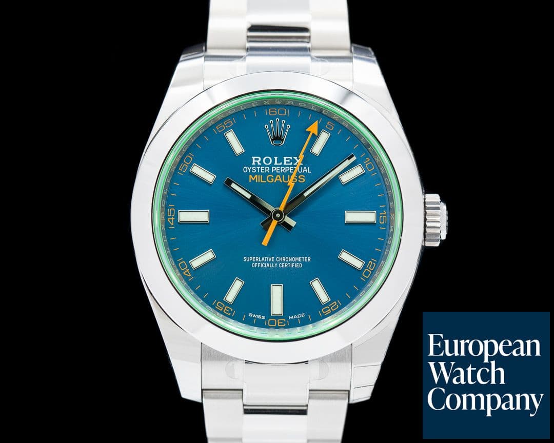 Image of Rolex Milgauss Blue Dial Green Crystal UNWORN
