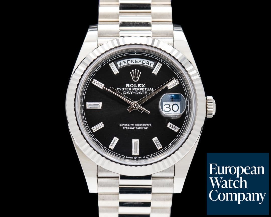 Image of Rolex Day Date 228239 President 18K White Gold Black Baguette Dial 40MM