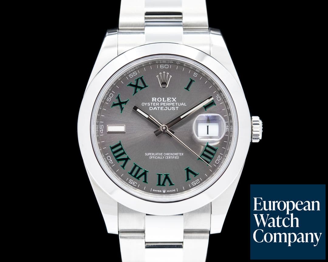 Image of Rolex Datejust 41 126300 Wimbledon Slate Roman Dial SS 