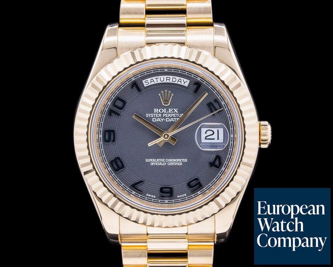 Image of Rolex Day Date II 218238 President 18K Yellow Dark Gray Arabic Dial 