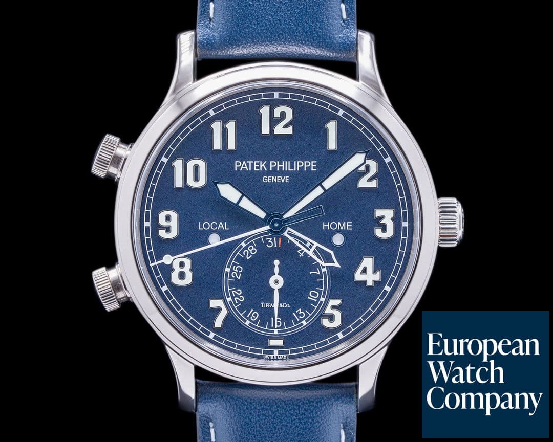 Image of Patek Philippe Calatrava 5524G"TIFFANY" Pilot Travel Time 18k White Gold
