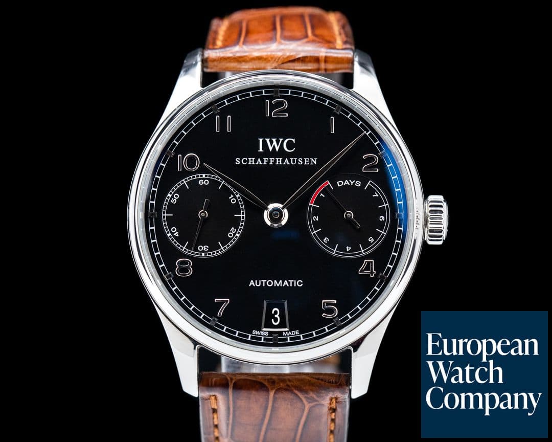 Image of IWC Portuguese 7 Day Automatic SS Black Dial