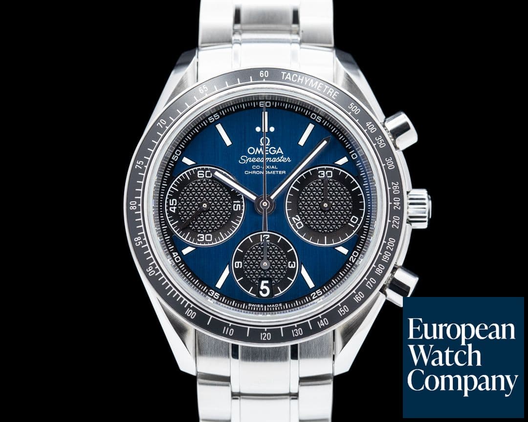 Image of Omega Speedmaster Racing Co-Axial Chronograph Blue Dial SS Bracelet