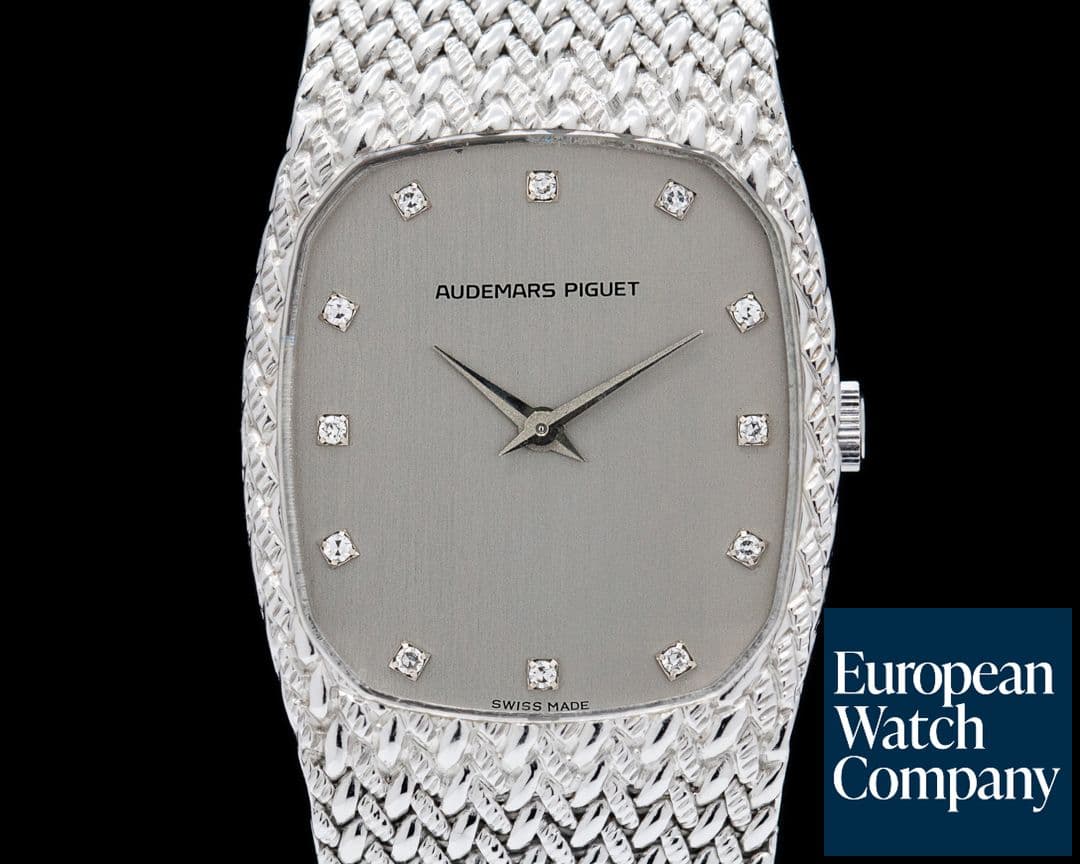 Image of Audemars Piguet Vintage 18k White Gold Bracelet Watch Manual Wind Diamonds
