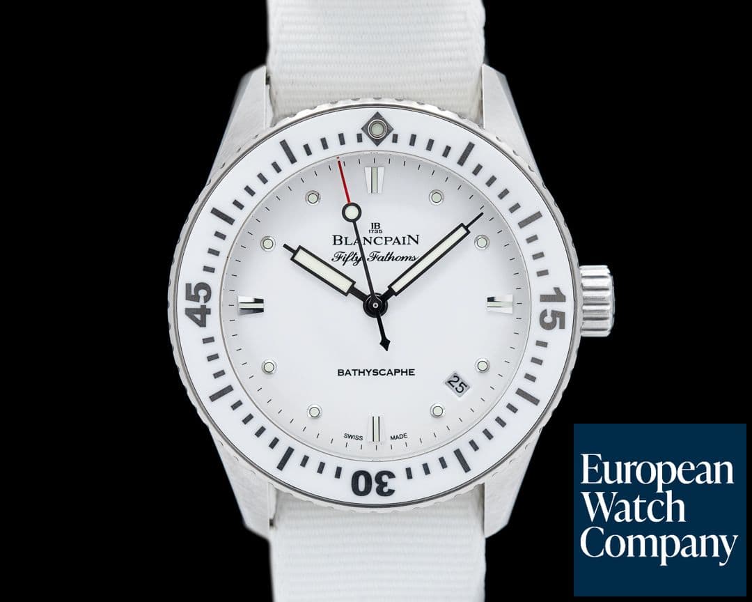 Image of Blancpain Fifty Fathoms Bathyscaphe White Ceramic bezel 38mm