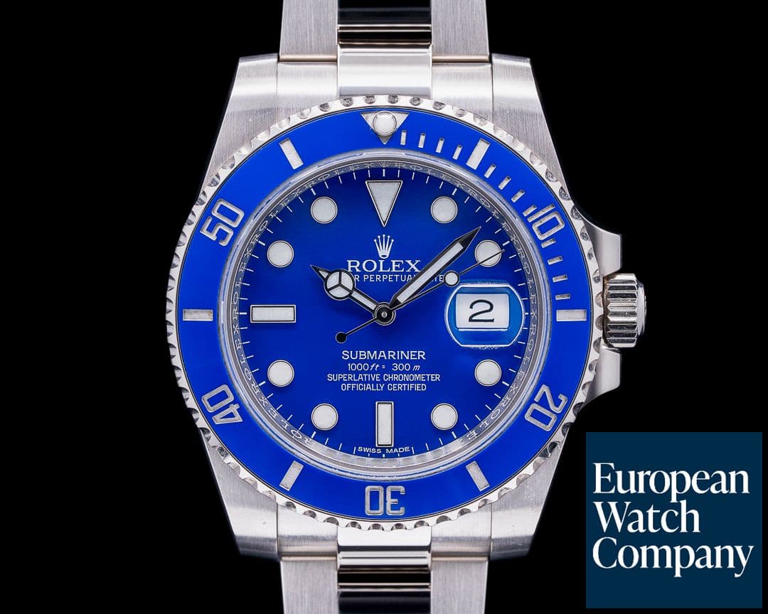 Image of Rolex Submariner SMURF Date 116619LB 18K White Gold Blue Dial 