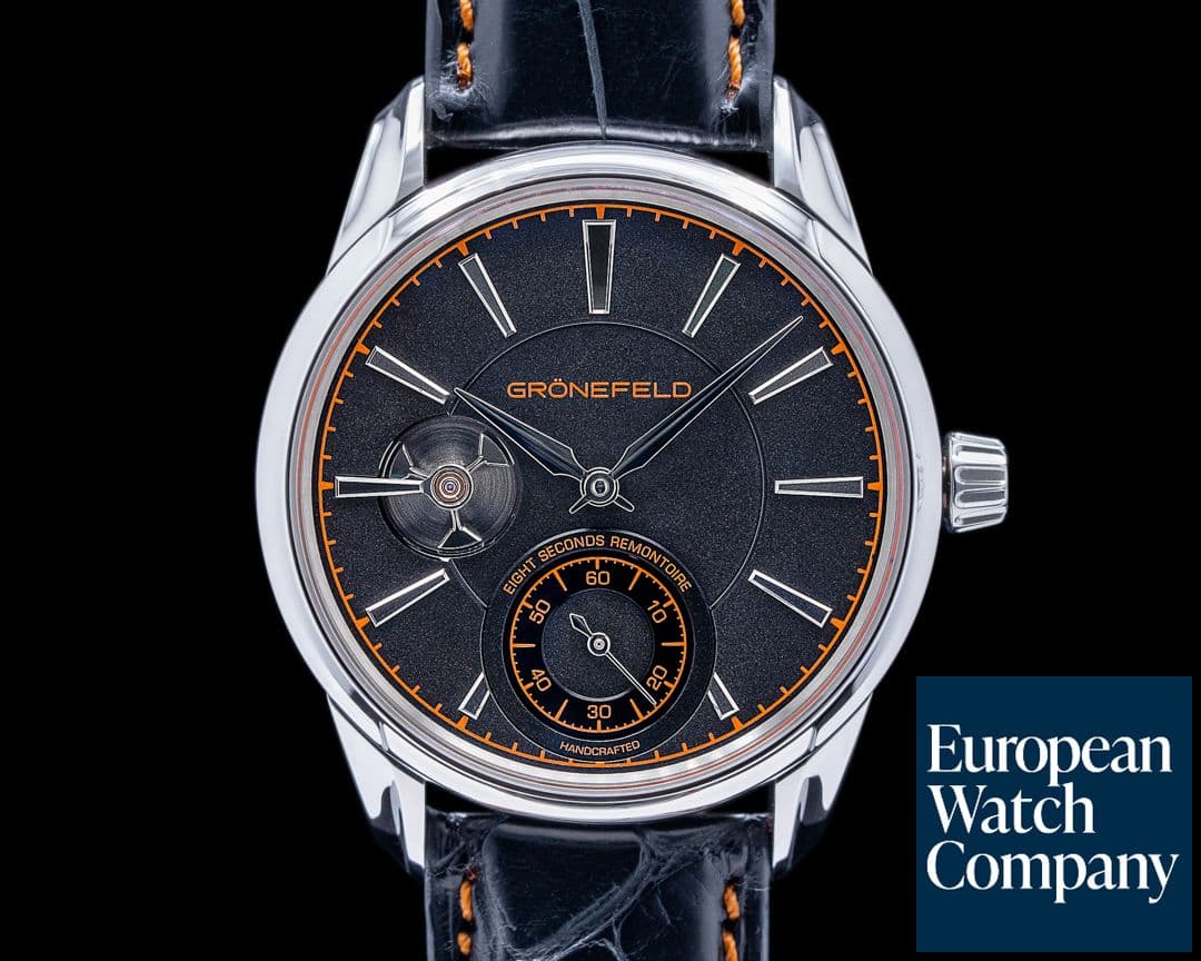 Image of Gronefeld 1941 Remontoire Constant Force SS Black/Orange Dial UNWORN