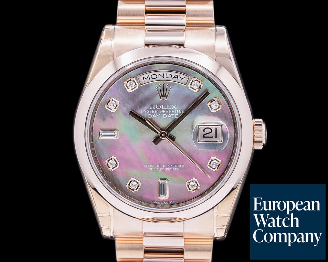 Image of Rolex Day Date President Rose Gold Black MOP Diamond Dial