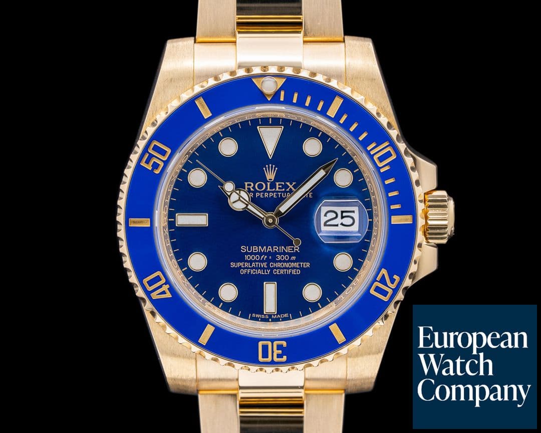 Image of Rolex Submariner 116618 18K Yellow Gold Blue Dial 