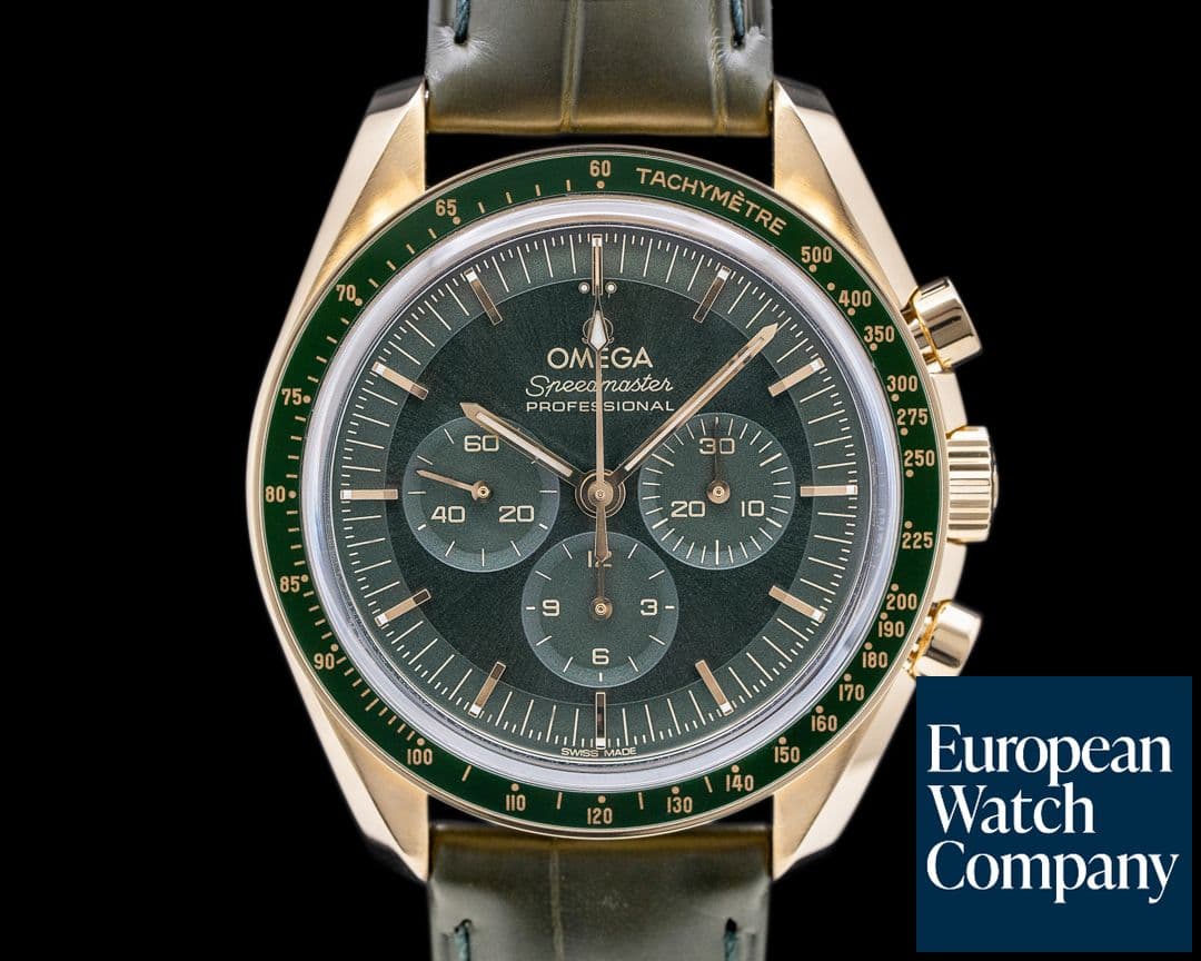 Image of Omega Speedmaster Professional "Moonshine" Yellow Gold Green Dial