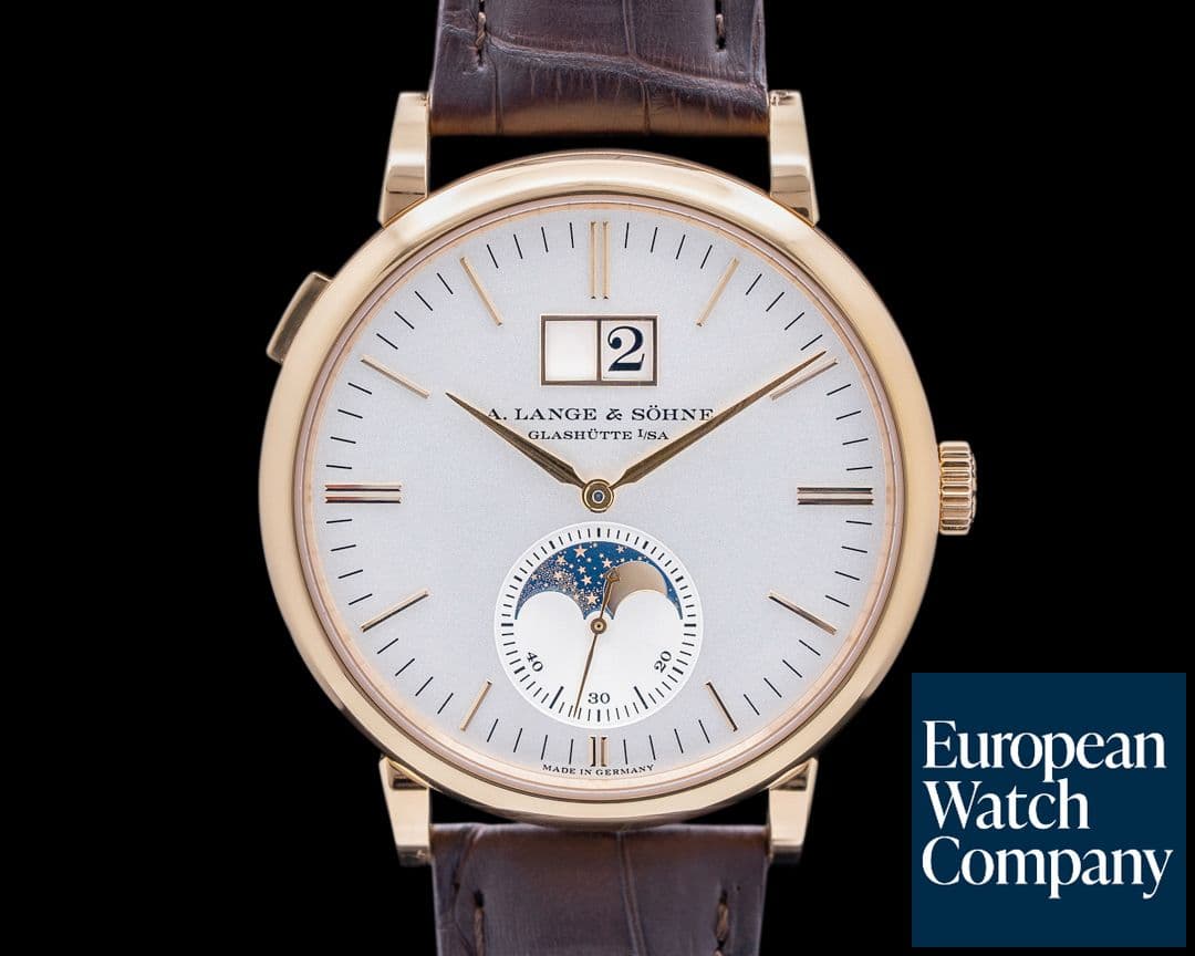 Image of A. Lange and Sohne Saxonia 384.032 Moon Phase Automatik 18K Rose Gold Silver Dial