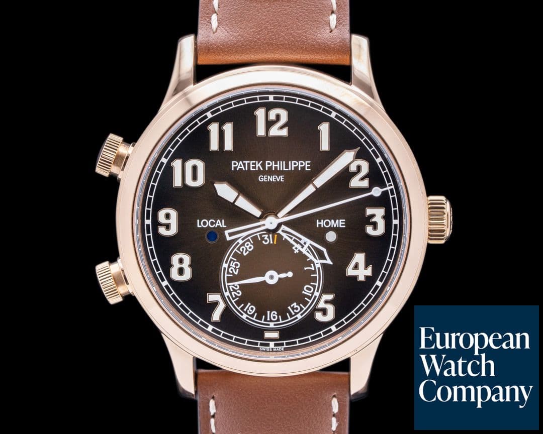Image of Patek Philippe Calatrava 5524R Pilot Travel Time 18k Rose Gold