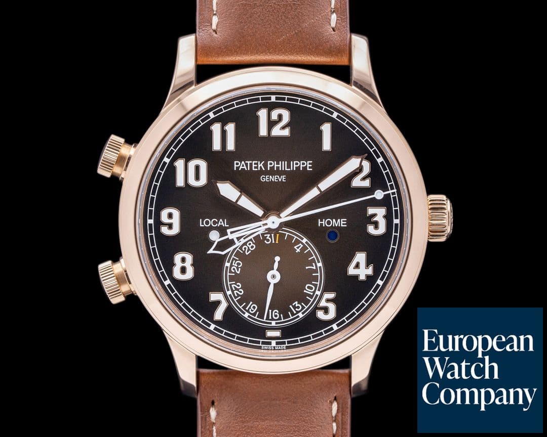 Image of Patek Philippe Calatrava 5524R Pilot Travel Time 18k Rose Gold
