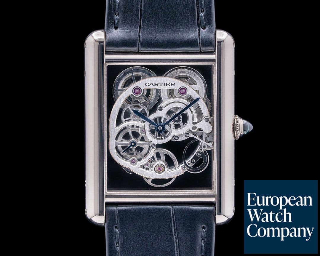 Image of Cartier Tank Louis Cartier Skeleton Sapphire 18K White Gold RARE