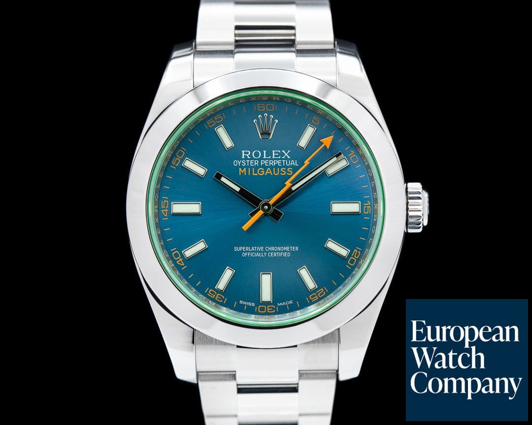 Image of Rolex Milgauss Blue Dial Green Crystal