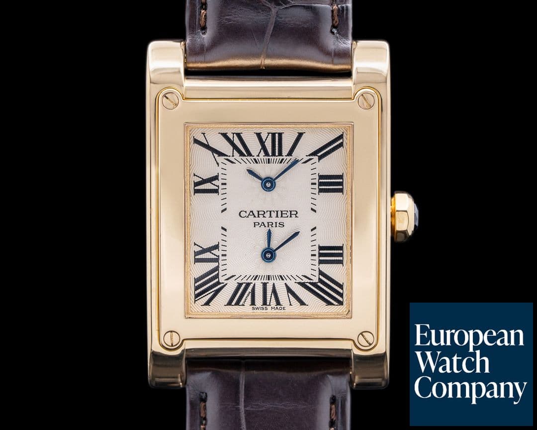 Image of Cartier Privee Collection Tank a Vis W1534251 Dual Time 18k Yellow Gold RARE