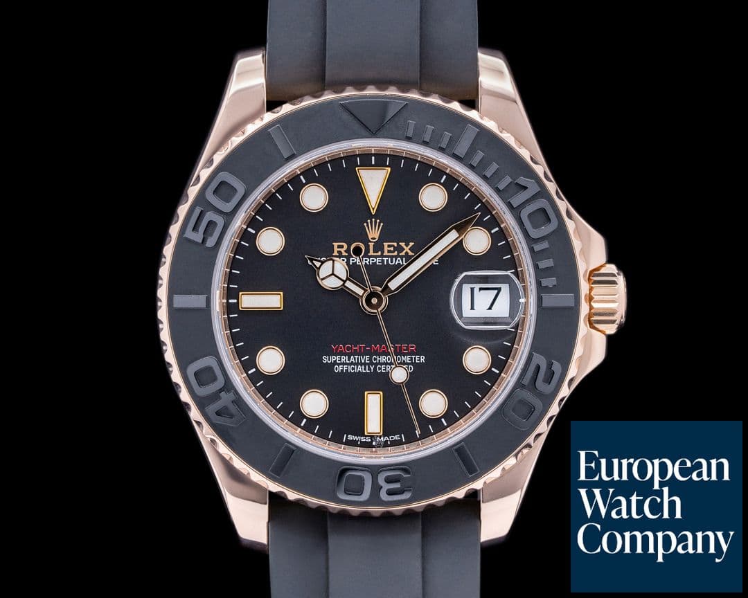 Image of Rolex Yacht Master 18K Rose Gold / Rubber MIDSIZE 37MM