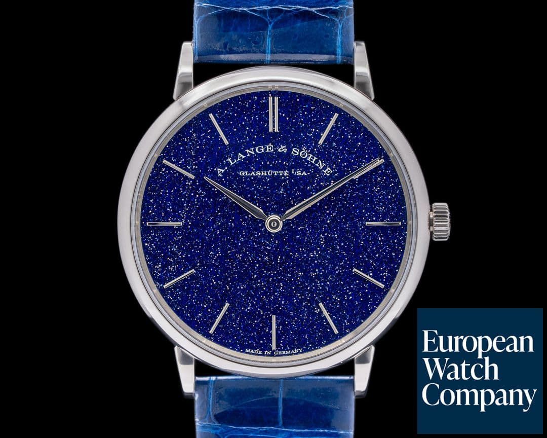 Image of A. Lange and Sohne Saxonia Thin Manual Wind Blue Gold-Flux Dial 205.086