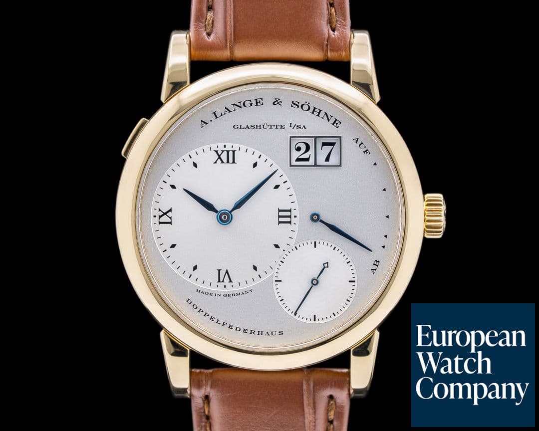 Image of A. Lange and Sohne Lange 1 101.022 18K Yellow Gold Blue Hands Silver Dial