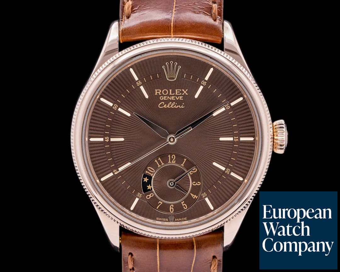 Image of Rolex Cellini Dual Time 18K Rose Gold Chocolate dial