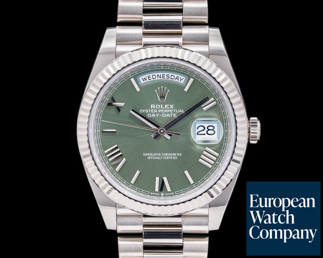 Image of Rolex Day Date 228239 Olive Green Presidential 18K WG 40MM 