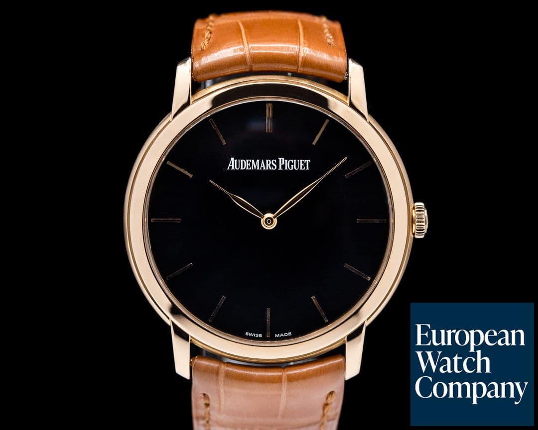 Image of Audemars Piguet Jules Audemars ultra thin  18K Rose Gold black dial 