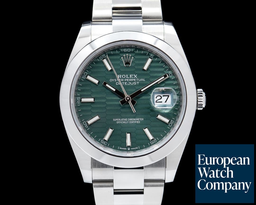 Image of Rolex Datejust 41 Green Stick Motif Dial SS Oyster 