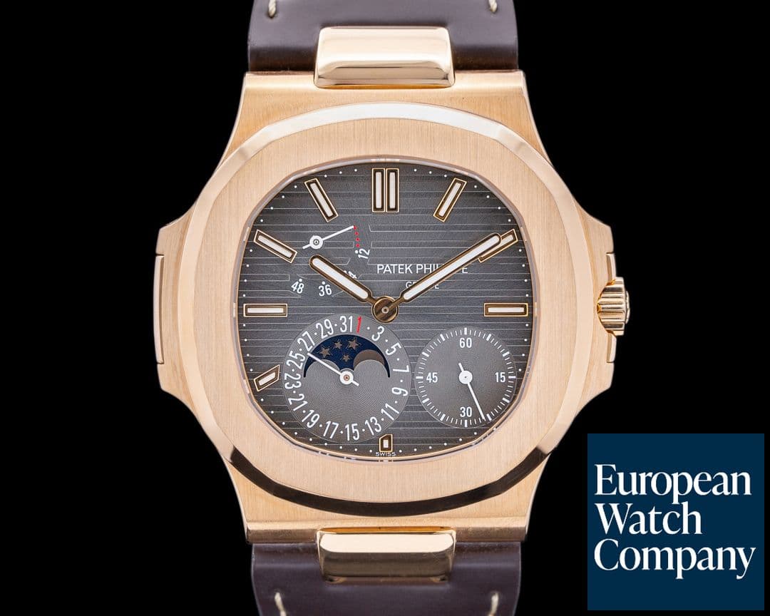 Image of Patek Philippe Jumbo Nautilus 5712R Power Reserve Moon 18K Rose Gold 
