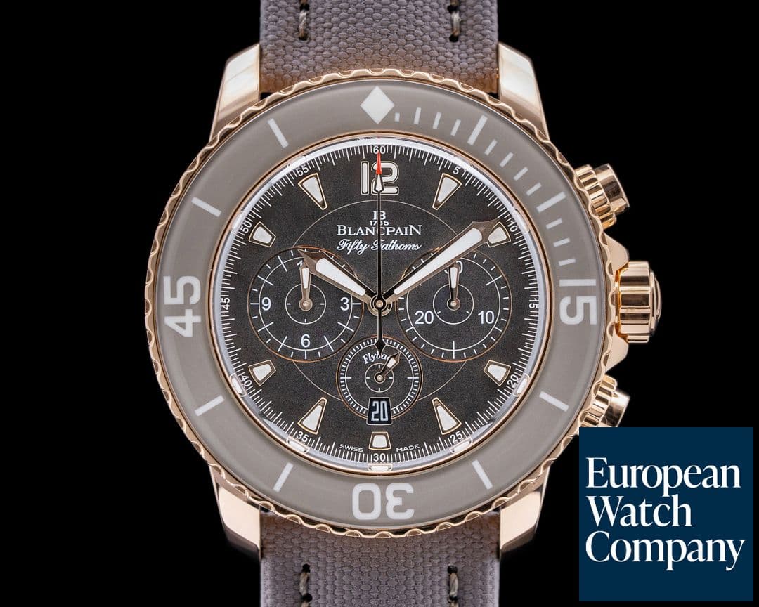 Image of Blancpain Fifty Fathoms Chronograph 18K Rose Gold Grey Dial