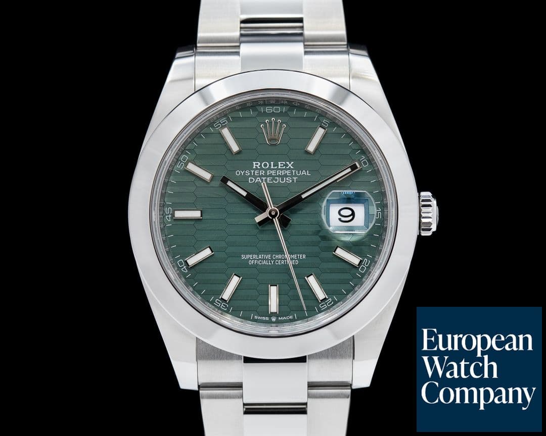 Image of Rolex Datejust 41 Green Stick Motif Dial SS Oyster 2023