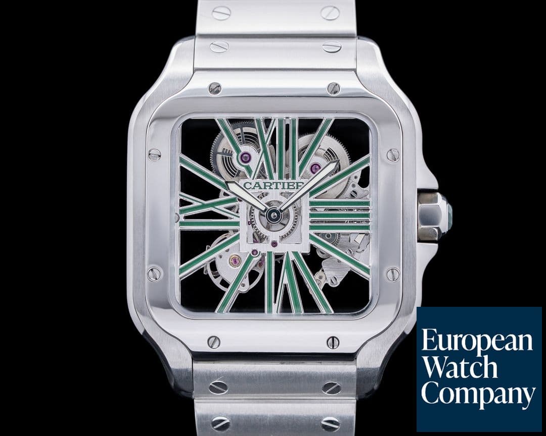 Image of Cartier Santos De Cartier Skeleton Green 40mm