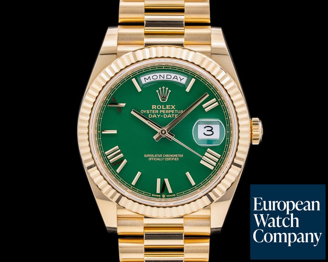 Image of Rolex Day Date 228238 Presidential 40mm Yellow Gold Roman Green dial