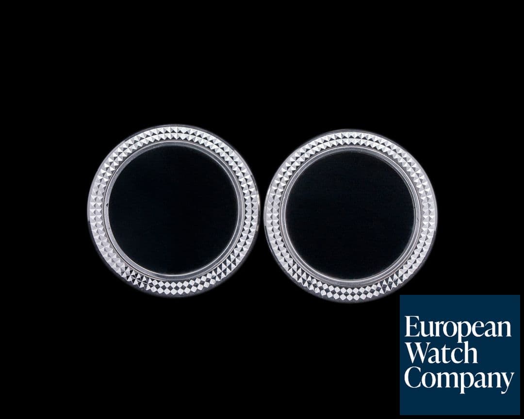 Image of Patek Philippe Mens Cufflinks Calatrava Hobnail Outer Ring 18K WG