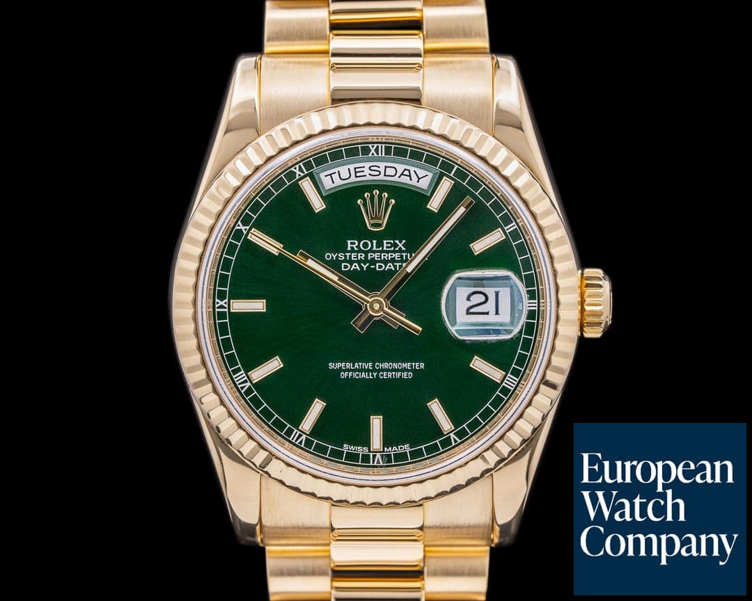 Image of Rolex Day Date President 118238 Green Dial 18K YG SERVICED