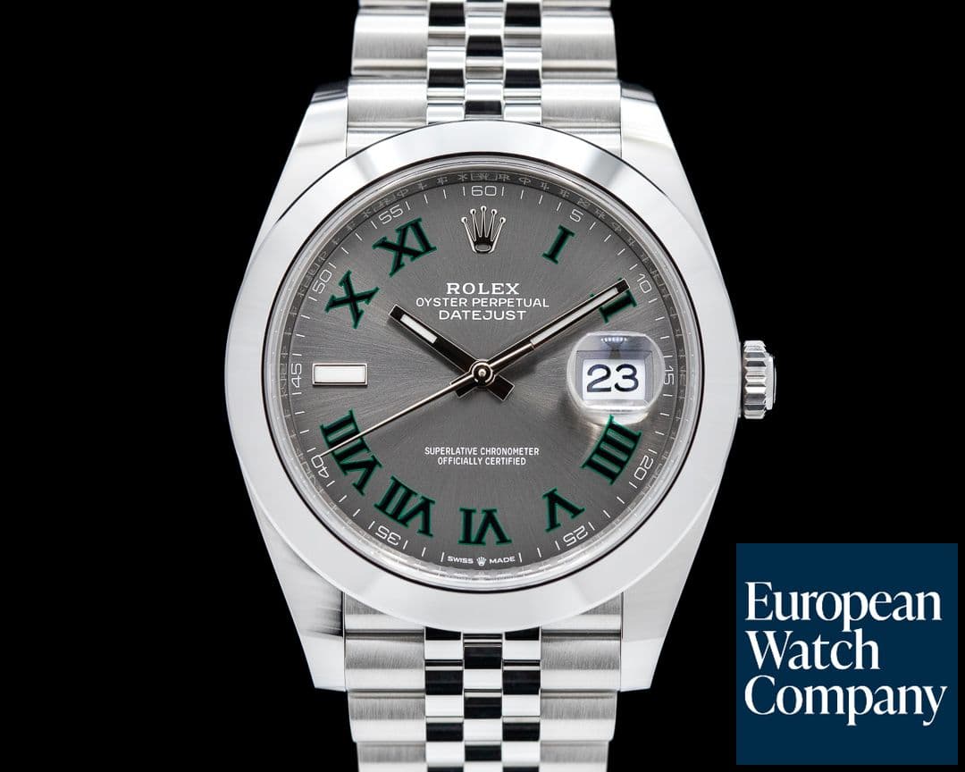 Image of Rolex Datejust 41 126300 Wimbledon Slate Roman Dial SS 2021