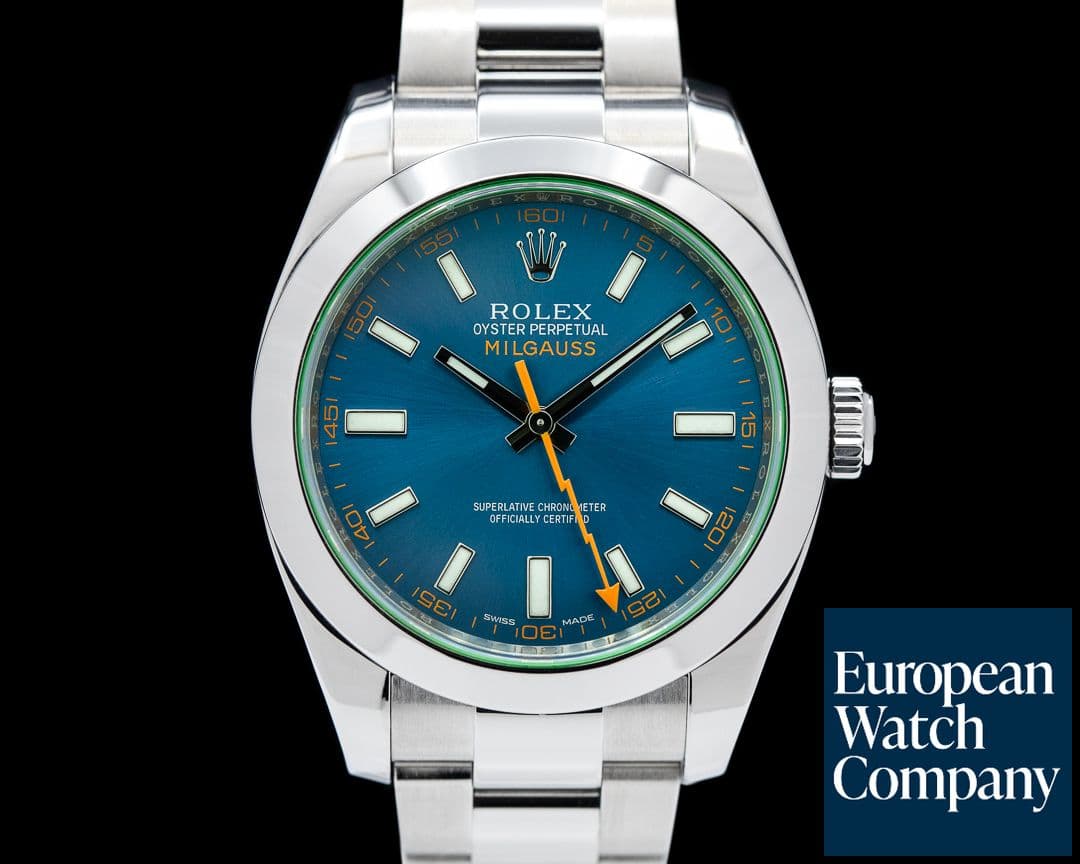 Image of Rolex Milgauss Blue Dial Green Crystal