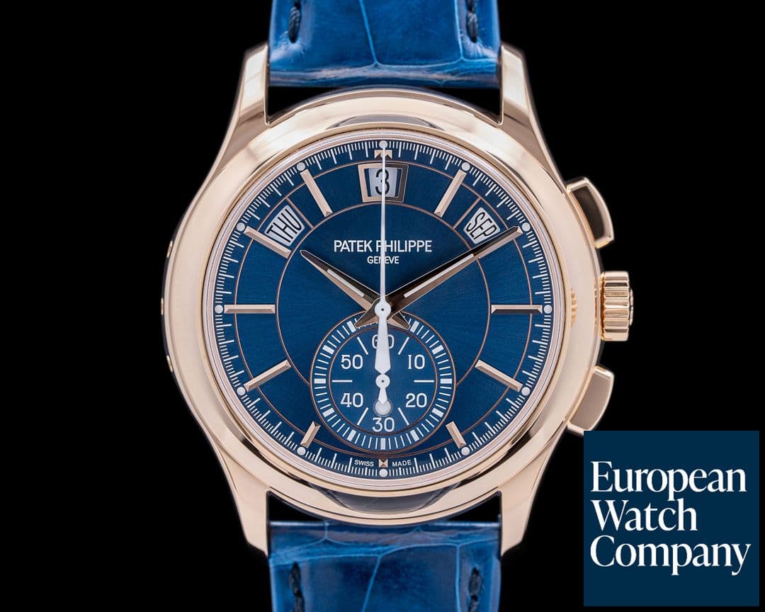 Image of Patek Philippe Chronograph Annual 5905R Calendar Rose Gold / Blue Dial UNWORN