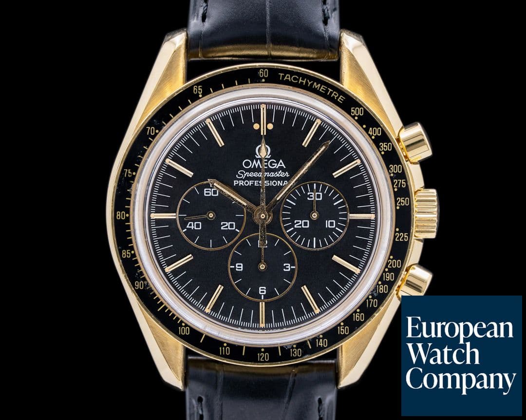 Image of Omega Speedmaster Yellow Gold / Strap Black Dial RARE