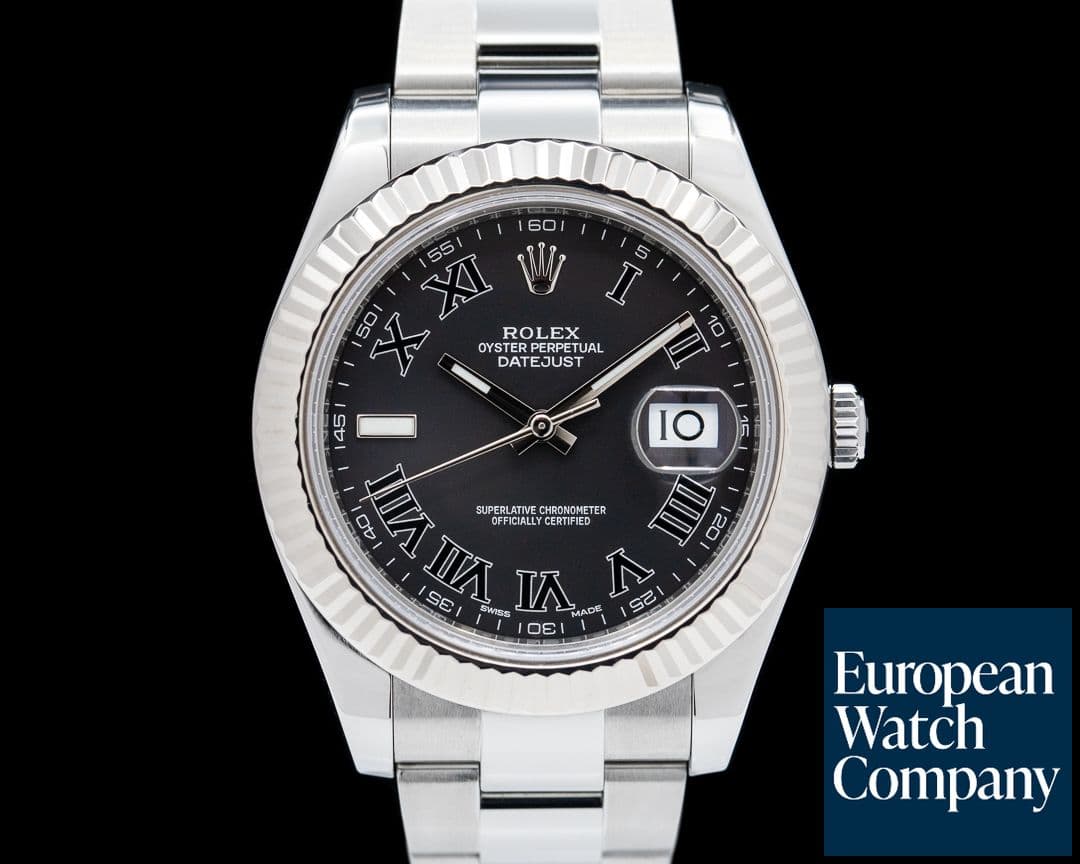 Image of Rolex Datejust II 116334 Black Roman Dial SS  