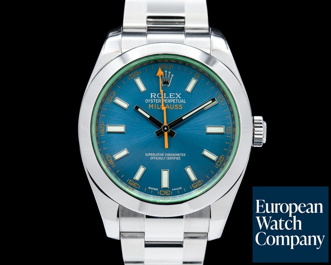 Image of Rolex Milgauss Blue Dial Green Crystal 