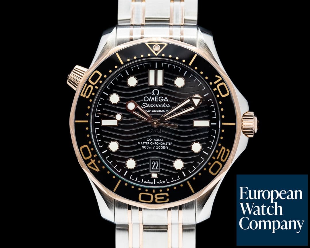 Image of Omega Seamaster Diver 300M SS/18k Rose Gold Black Dial 