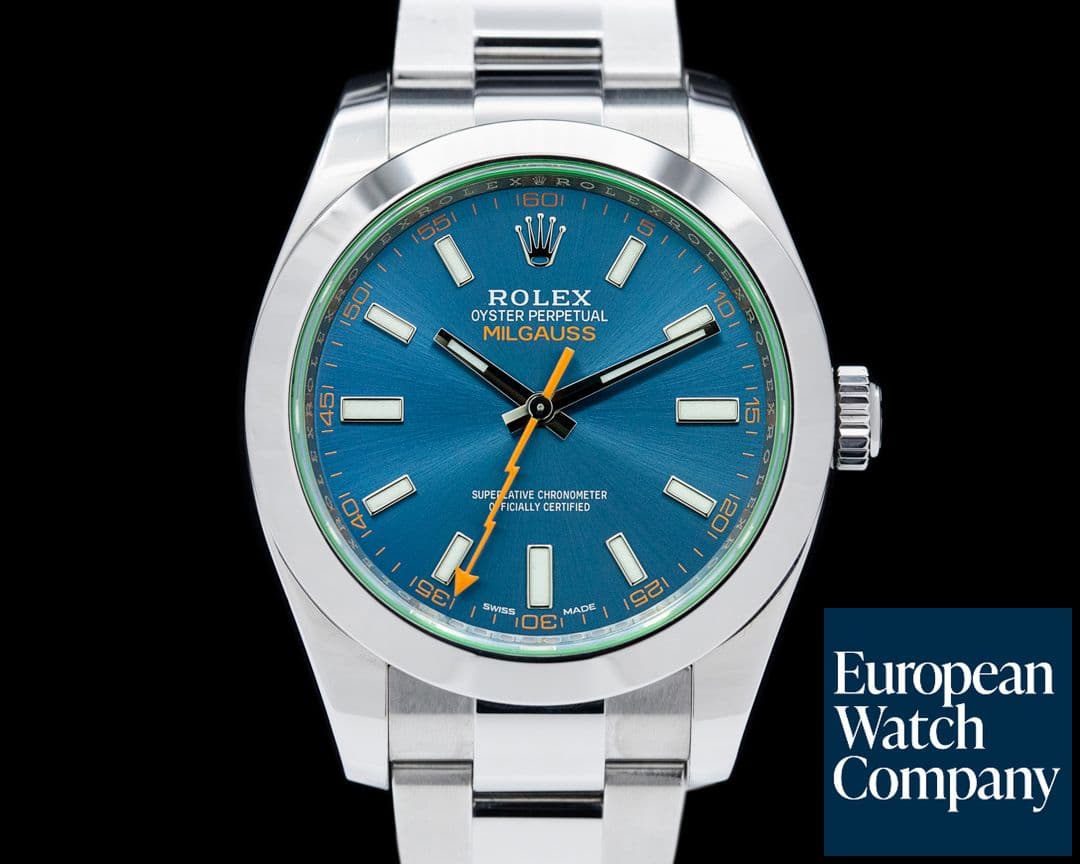 Image of Rolex Milgauss Blue Dial Green Crystal