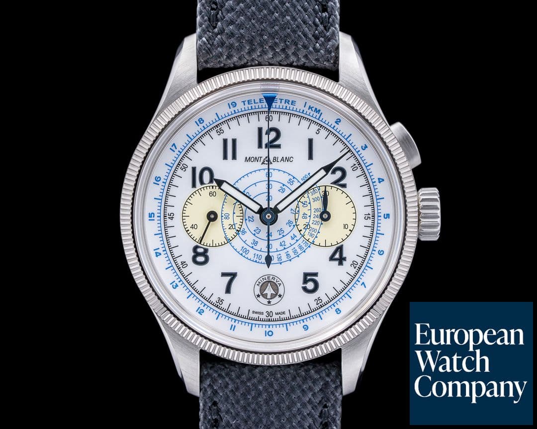 Image of Montblanc 1858 Minerva Monopusher Chronograph "Blue Arrow" LE
