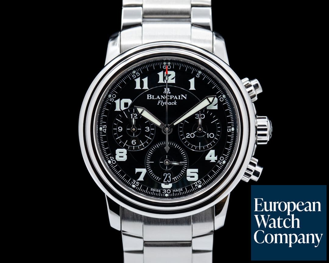 Image of Blancpain Leman Flyback Chronograph Black Dial SS 