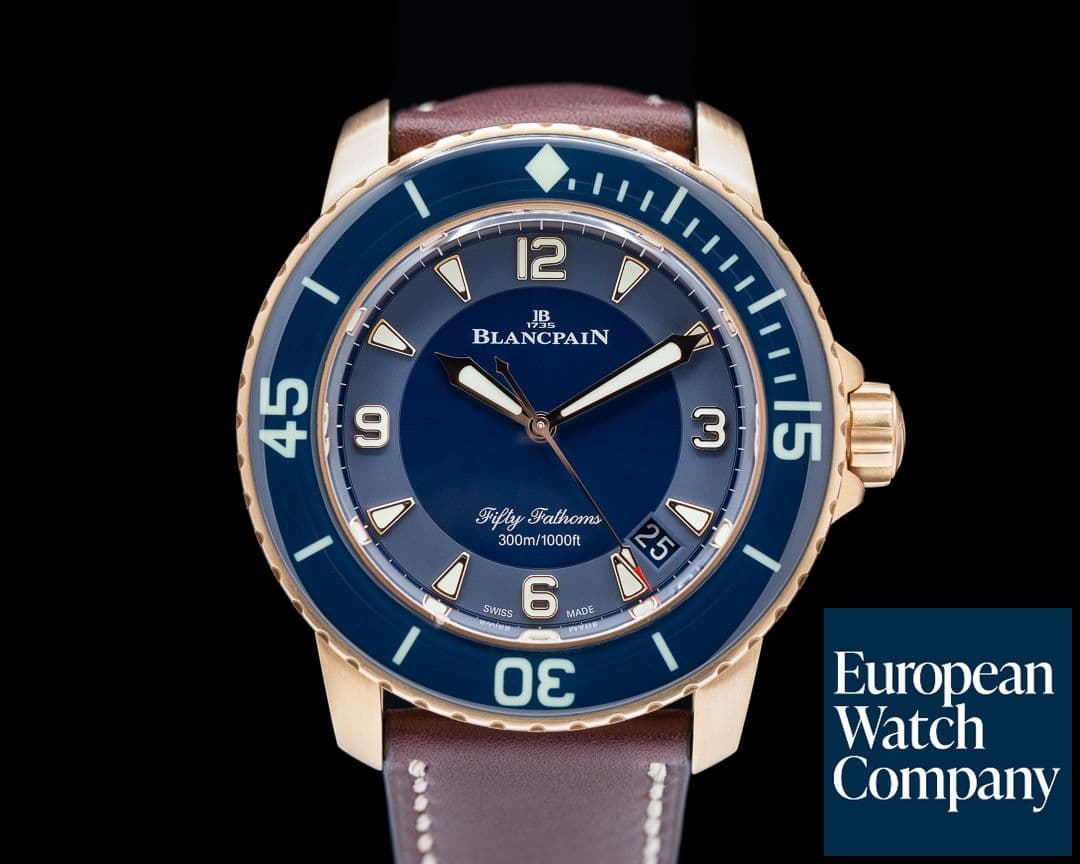 Image of Blancpain Fifty Fathoms Blue Dial / 18K Rose Gold 