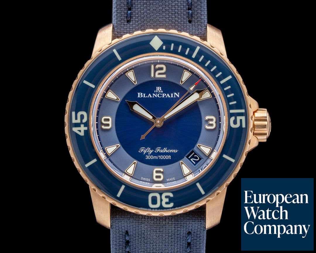 Image of Blancpain Fifty Fathoms Blue Dial / 18K Rose Gold 