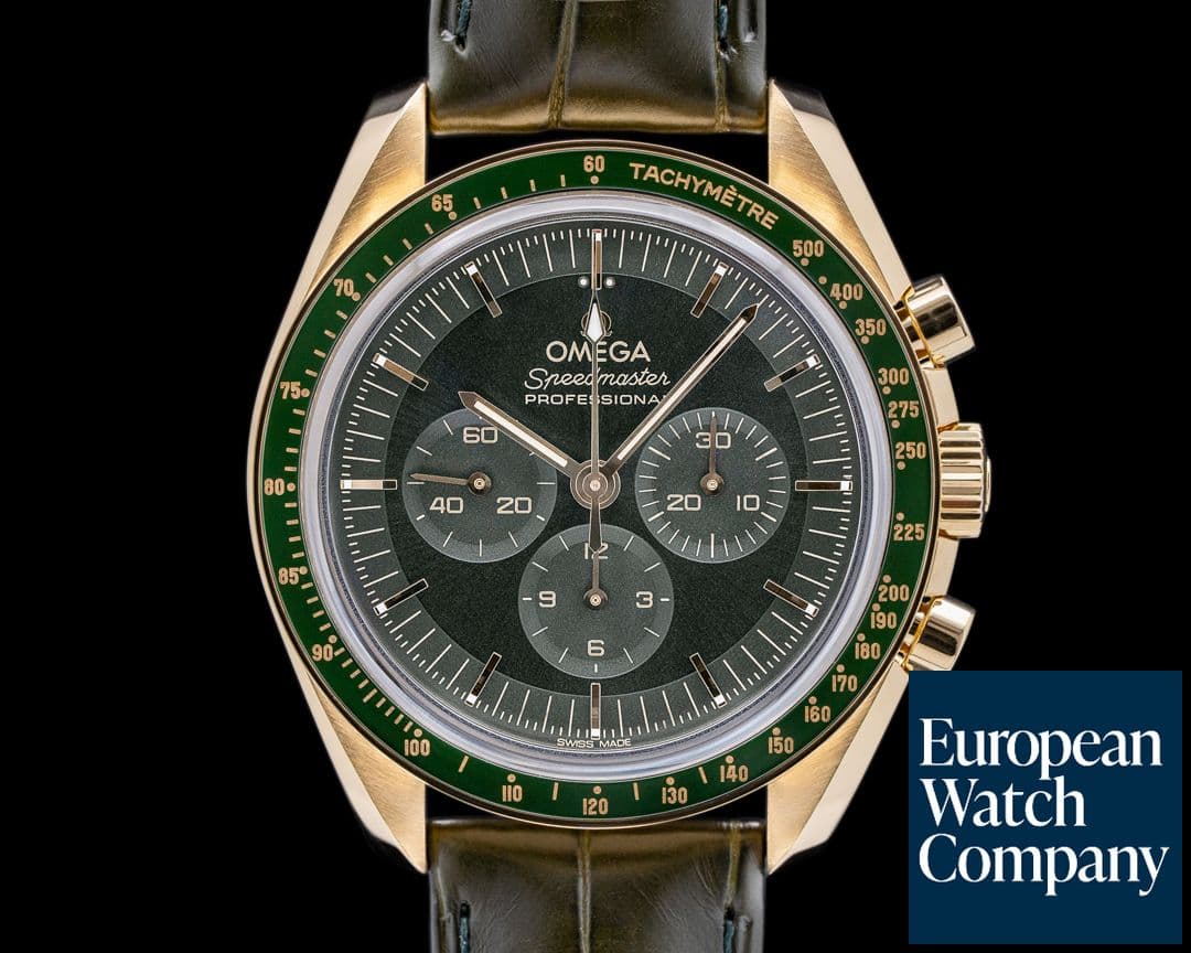 Image of Omega Speedmaster Professional Moonshine Yellow Gold Green Dial UNWORN