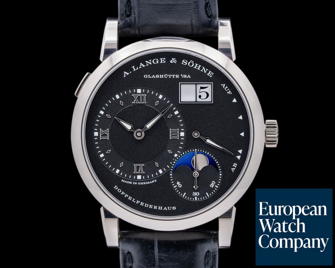 Image of A. Lange and Sohne Lange 1 Moon 192.029 18K White Gold Black Dial