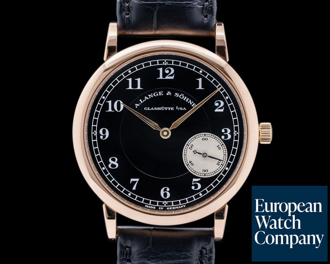 Image of A. Lange and Sohne 1815 "Side Step" 222.048 Wempe Black Dial 18k Rose Gold RARE